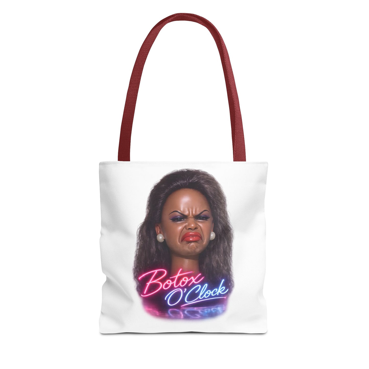 Botox O'Clock Tote Bag – Lustiger Polyester-Beutel mit Neon-Grimasse | Gym Sport Einkauf Geschenk