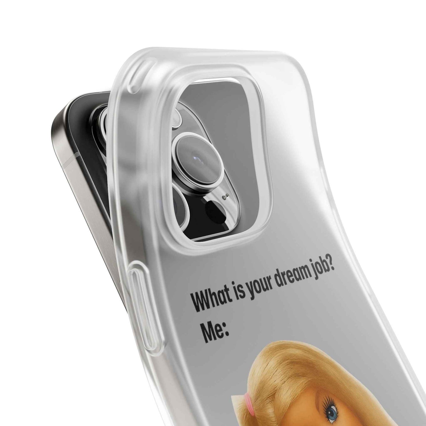 Traumjob Handyhülle – Satirische Anti-Work Phone Case mit Puppen-Illustration