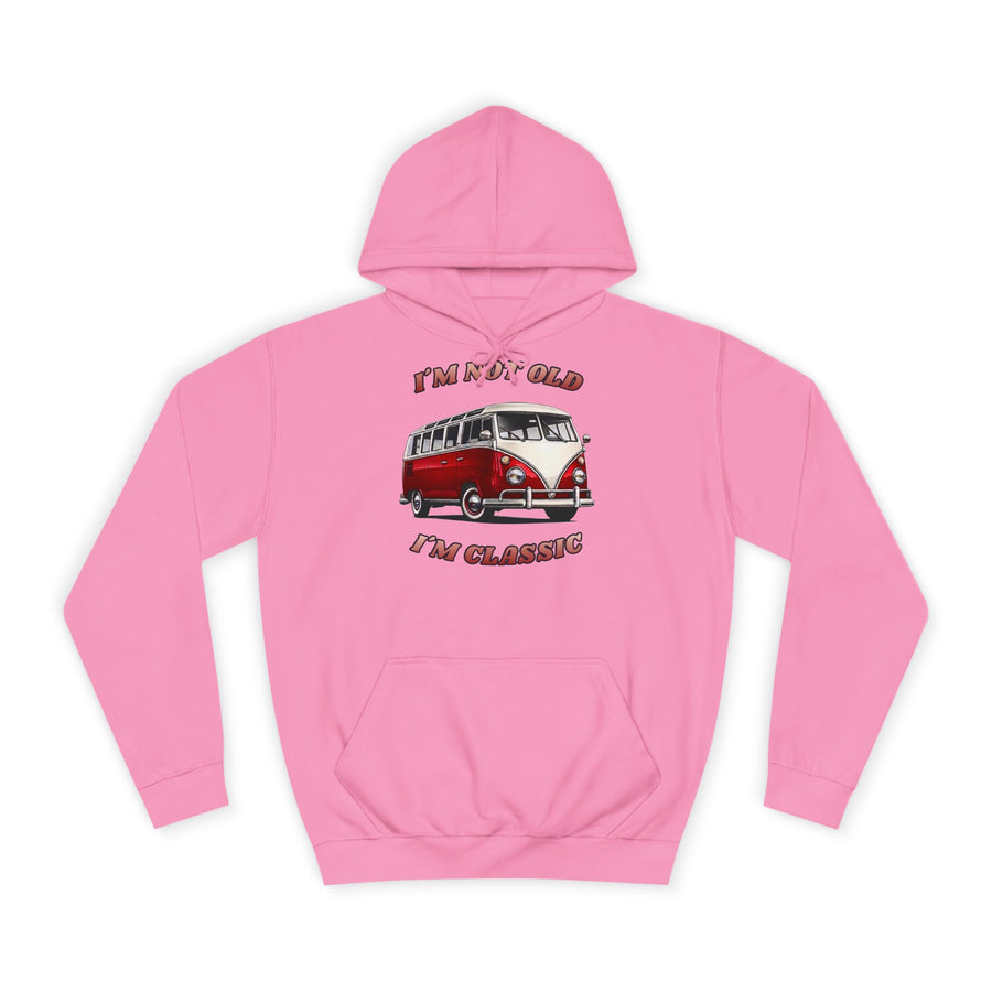 True Insights VW Bulli T1 Samba Hoodie – I'm Not Old I'm Classic Geschenk in Candyfloss Pink