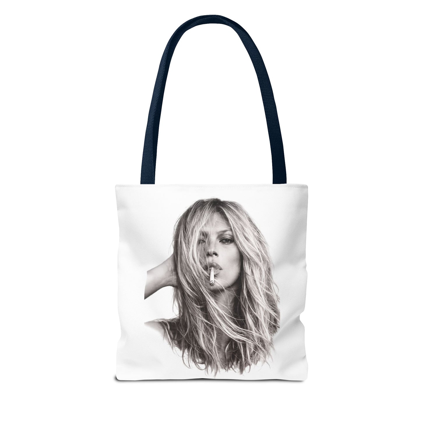 Kate Moss Tote Bag – Schwarz-Weiß Portrait Fashion Icon Stofftasche | Kultiges Model Motiv für Fans & Fashionistas