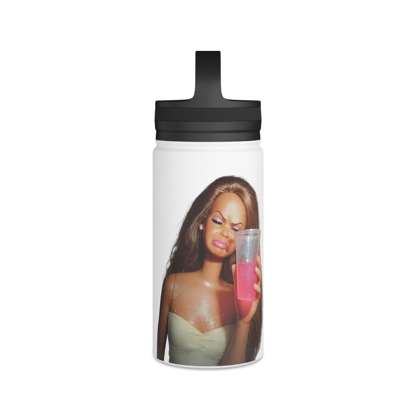 Doll Meme Barbicore Edelstahl Trinkflasche – Cute Blonde Doll Design mit Griffdeckel, isoliert | Lustiges Meme Geschenk für Sie