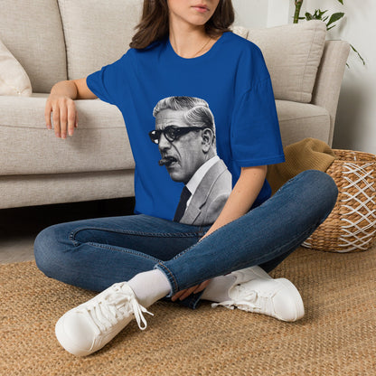Aristoteles Onassis Portrait T-Shirt Unisex – Ikonische Zigarre & Brille, Vintage Schwarz-Weiß Legende, Retro Fan Geschenk