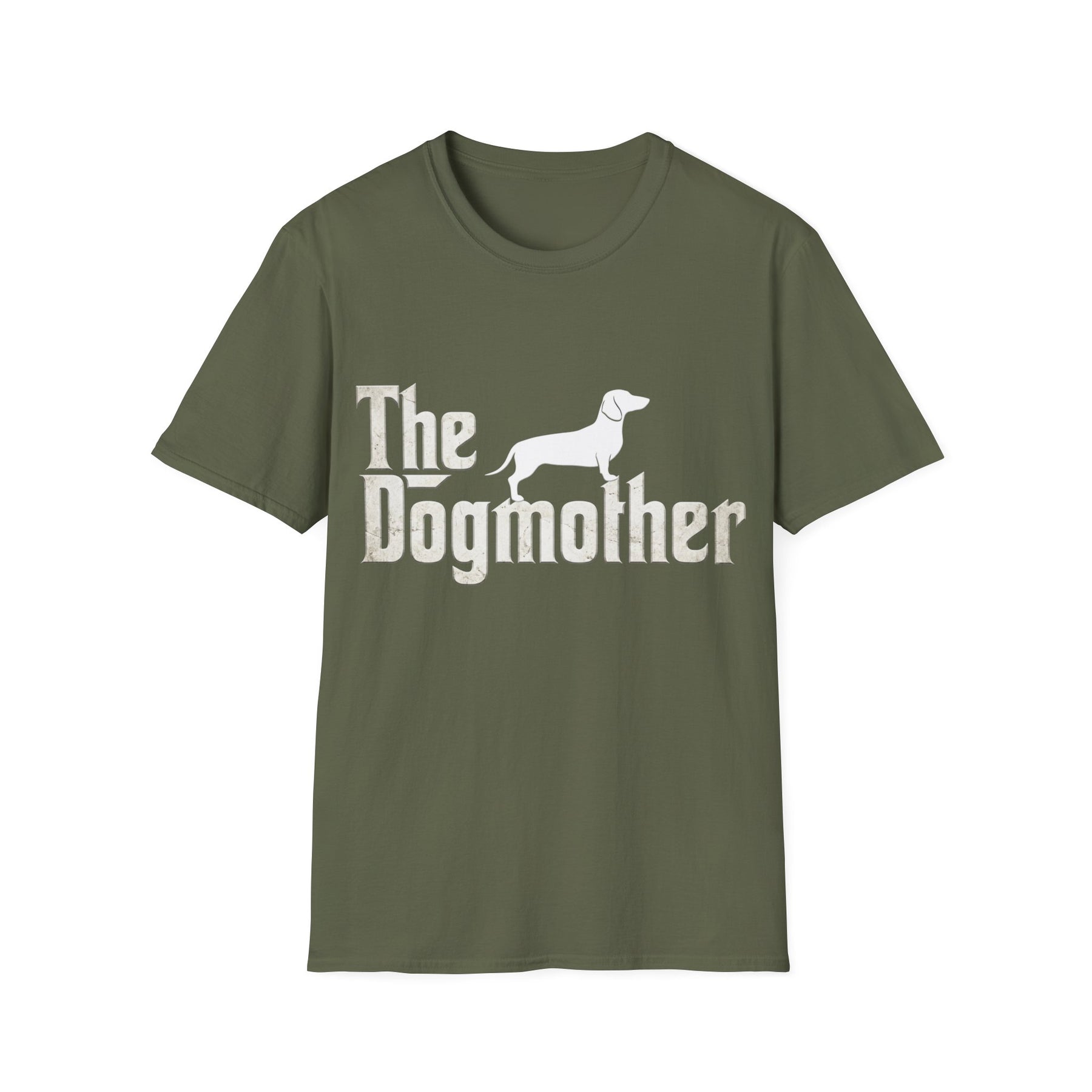 True Insights T-Shirt The Dogmother Dackel Motiv in Militärgrün, lustiges Geschenk für Hundemamas