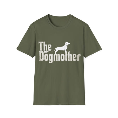 True Insights T-Shirt The Dogmother Dackel Motiv in Militärgrün, lustiges Geschenk für Hundemamas