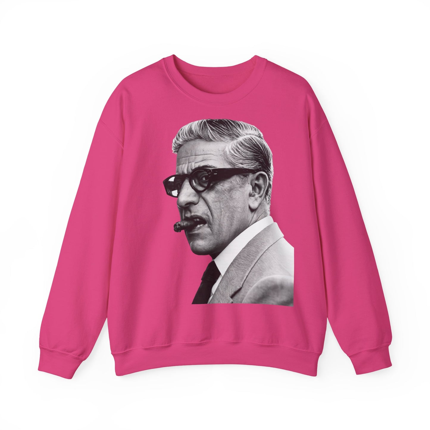 Aristoteles Onassis Sweatshirt – Schwarz-Weiß Porträt mit Zigarre & Brille | Vintage Legenden Pullover Herren Damen