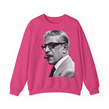 Aristoteles Onassis Sweatshirt – Schwarz-Weiß Porträt mit Zigarre & Brille | Vintage Legenden Pullover Herren Damen