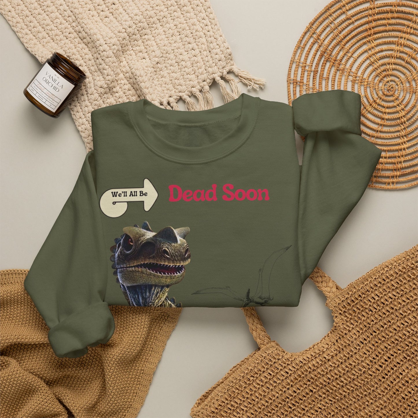We'll All Be Dead Soon T-Shirt Unisex – Lustiges Dinosaurier Statement Shirt mit Flugsaurier, Sarkasmus & Nihilismus