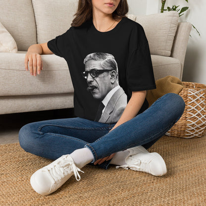 Aristoteles Onassis Portrait T-Shirt Unisex – Ikonische Zigarre & Brille, Vintage Schwarz-Weiß Legende, Retro Fan Geschenk