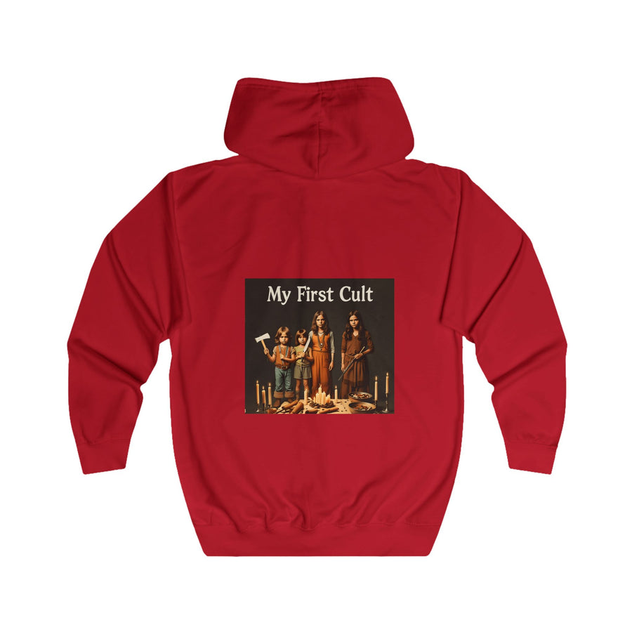 My First Cult Zip-Hoodie – Schräges Retro-Foto-Motiv mit schwarzem Humor