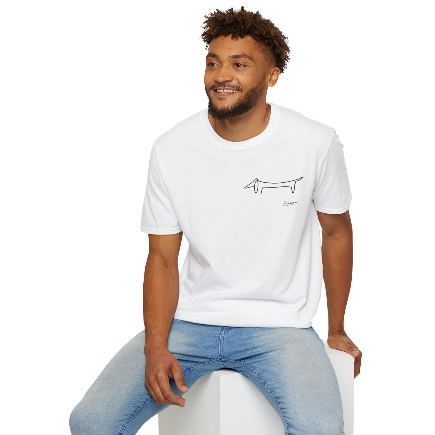 Picasso Dackel T-Shirt – Minimalistische Hundelinie mit Kultfaktor - kleines Motiv