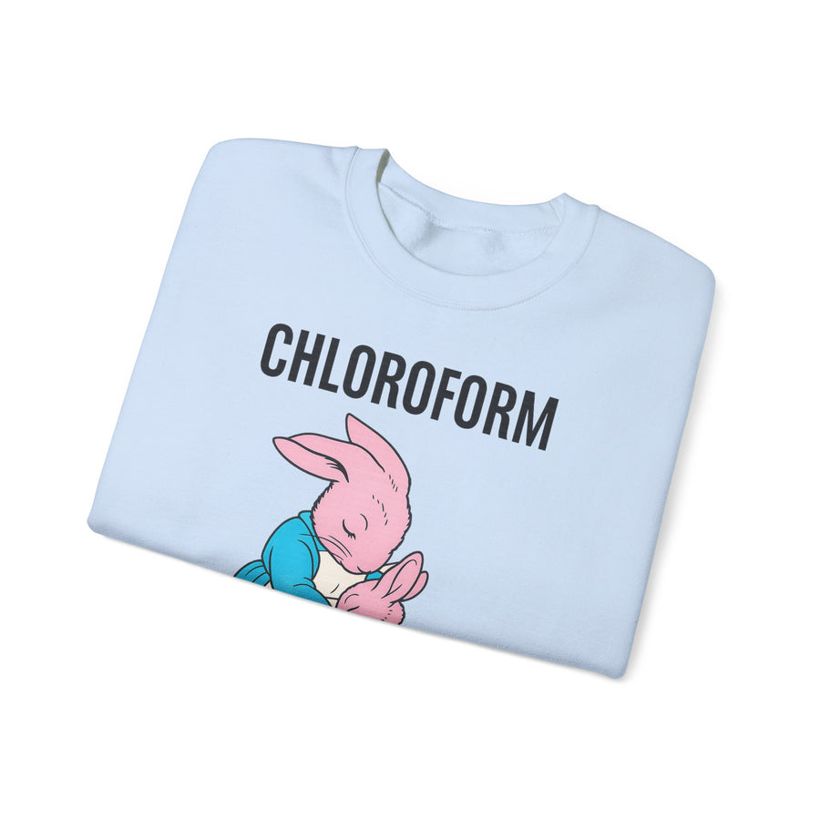 True Insights CHLOROFORM Hase Sweatshirt – Schwarzer Humor mit Häschen-Motiv