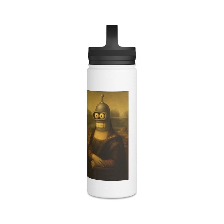 True Insights Trinkflasche in Weiß mit lustigem Roboter Kunst Motiv, Geschenk für Sci-Fi Fans