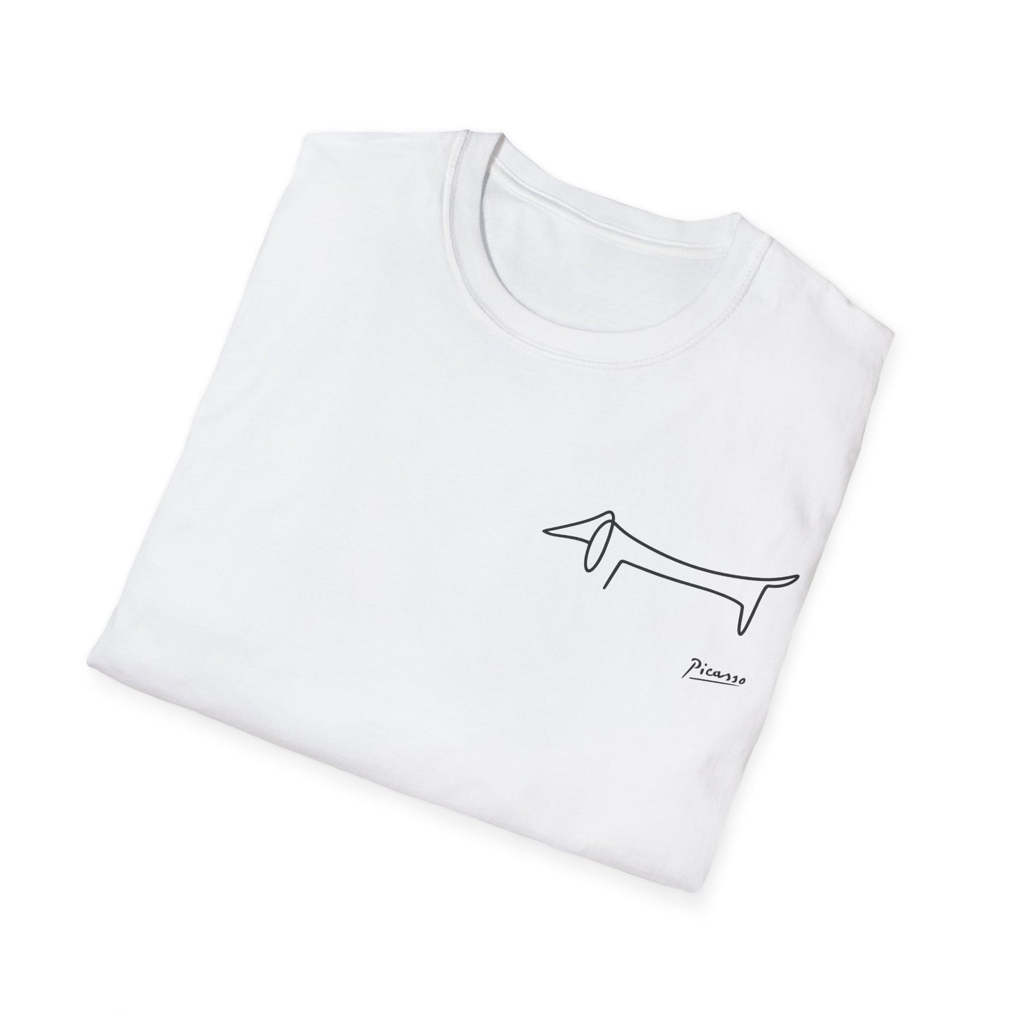 Picasso Dackel T-Shirt – Minimalistische Hundelinie mit Kultfaktor - kleines Motiv