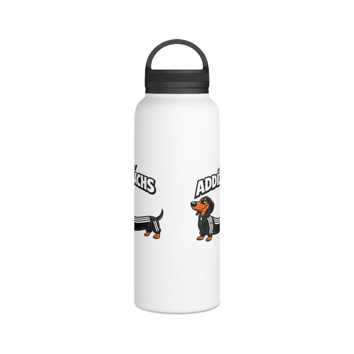 Lustiger Dackel Isolierte Edelstahl Trinkflasche mit Griffdeckel — Witziges Hunde-Motiv Geschenk für Dackelbesitzer & Sportfans