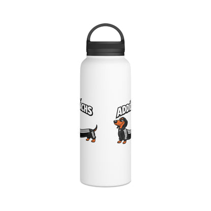 Lustiger Dackel Isolierte Edelstahl Trinkflasche mit Griffdeckel — Witziges Hunde-Motiv Geschenk für Dackelbesitzer & Sportfans