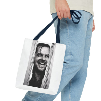 The Shining Tote Bag – Jack Torrance Jack Nicholson Kult-Horror Motiv – Schwarz-Weiß Stofftasche für Filmfans & Horror-Liebhaber