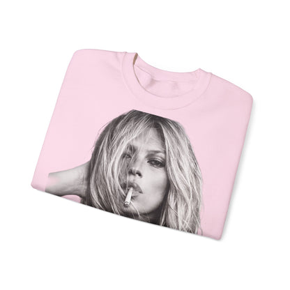 Kate Moss Sweatshirt – Schwarz-Weiß Portrait Kult-Pullover für Fashion & Vintage Fans, ikonisches Model Motiv