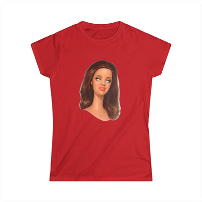 Damen T-Shirt lustiges Puppen-Meme Gesicht – Sassy Diva Print, ironisches Statement Shirt für Frauen, perfekt als Geschenk