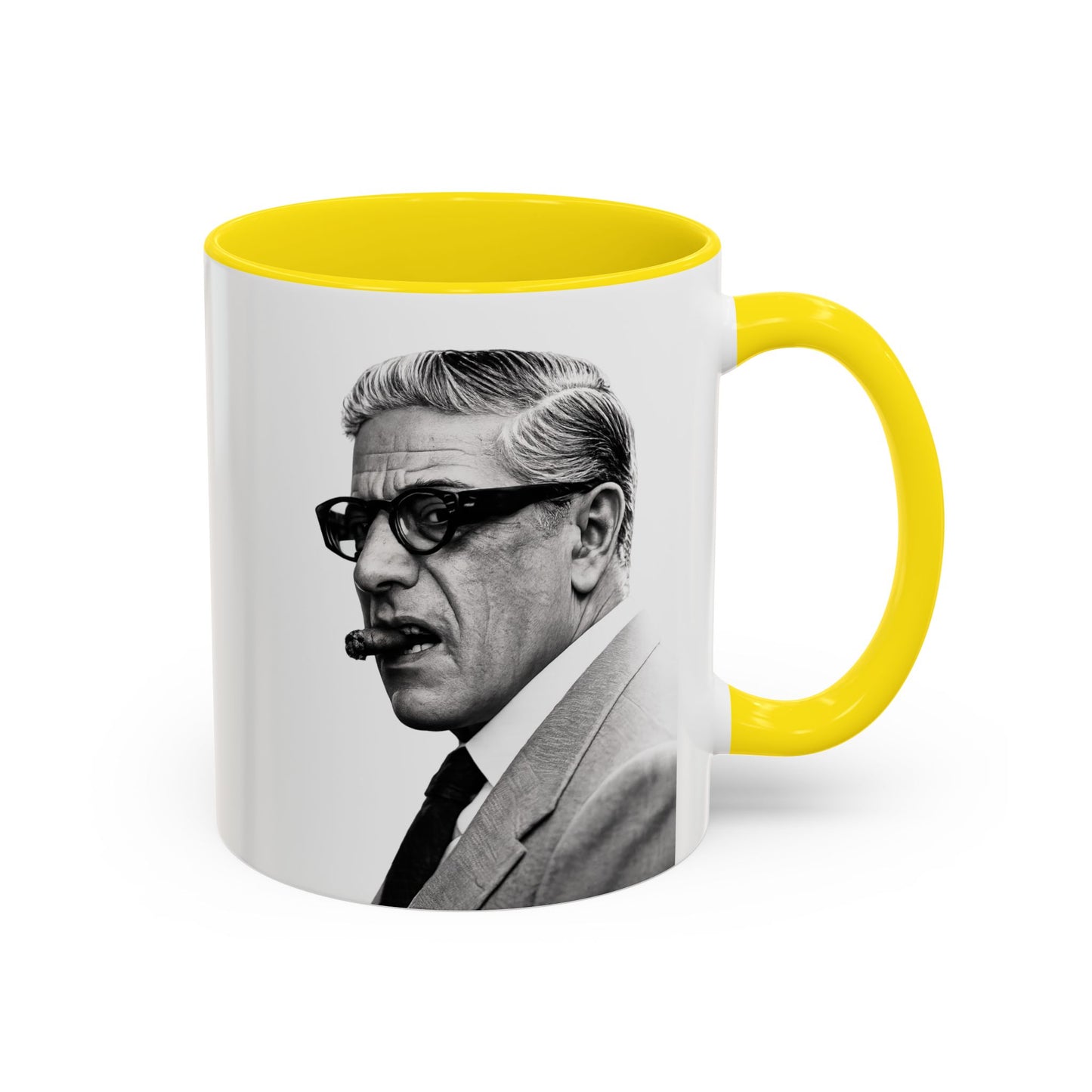 Aristoteles Onassis Kaffeetasse – Schwarz-Weiß Porträt mit Zigarre & Brille | Bunte Tasse für Geschichts- & Stil-Fans