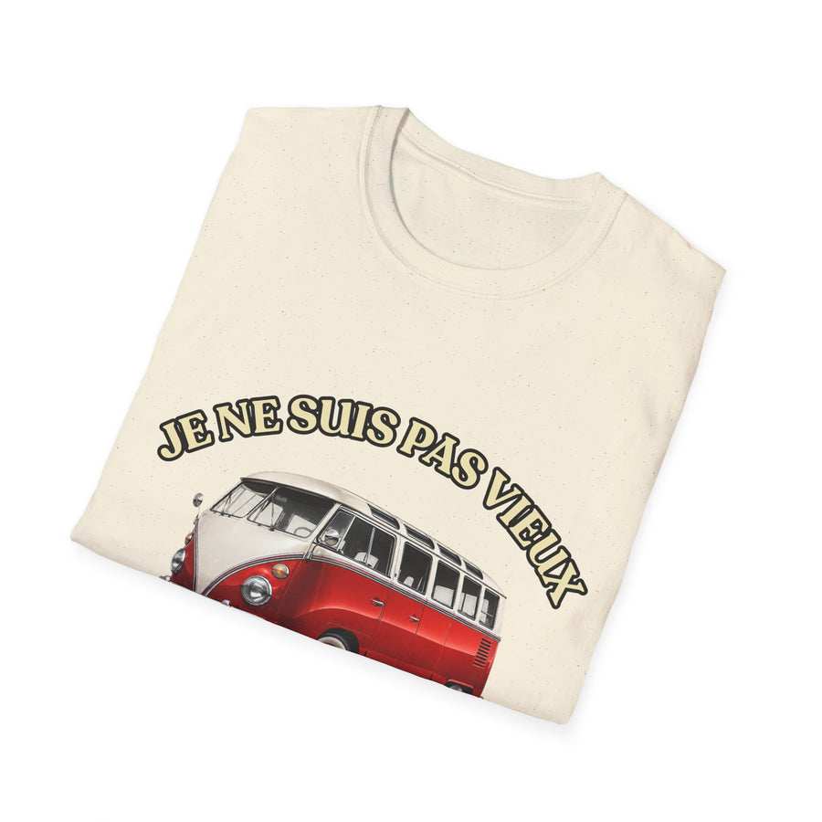T-shirt Millésime 1966 « Je ne suis pas vieux, je suis vintage » – Cadeau anniversaire 60 ans homme – Combi rouge et blanc, voiture ancienne rétro