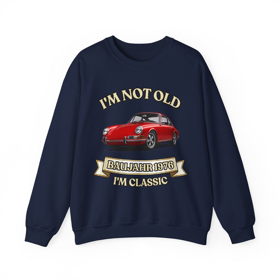 True Insights Geschenk zum 50. Geburtstag – Pullover Jahrgang 1976 mit Porsche-Motiv | Sweatshirt in Navy