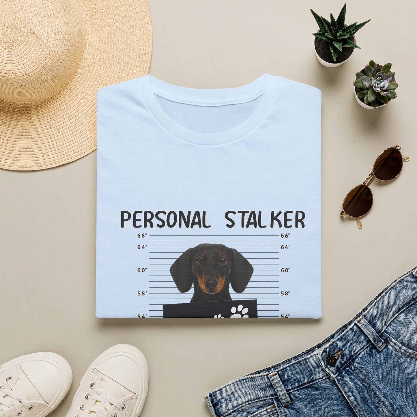 Dackel Personal Stalker T-Shirt - Lustiges Hunde Shirt für Dackelbesitzer - I Will Follow You Wherever You Go - Geschenk für Hundeliebhaber