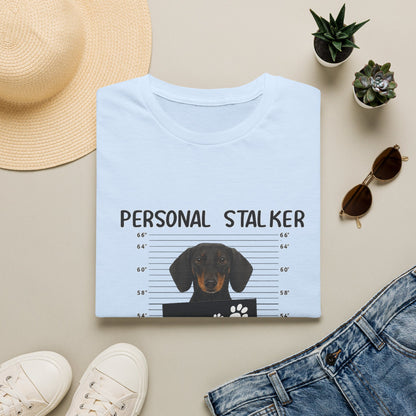 Dackel Personal Stalker T-Shirt - Lustiges Hunde Shirt für Dackelbesitzer - I Will Follow You Wherever You Go - Geschenk für Hundeliebhaber