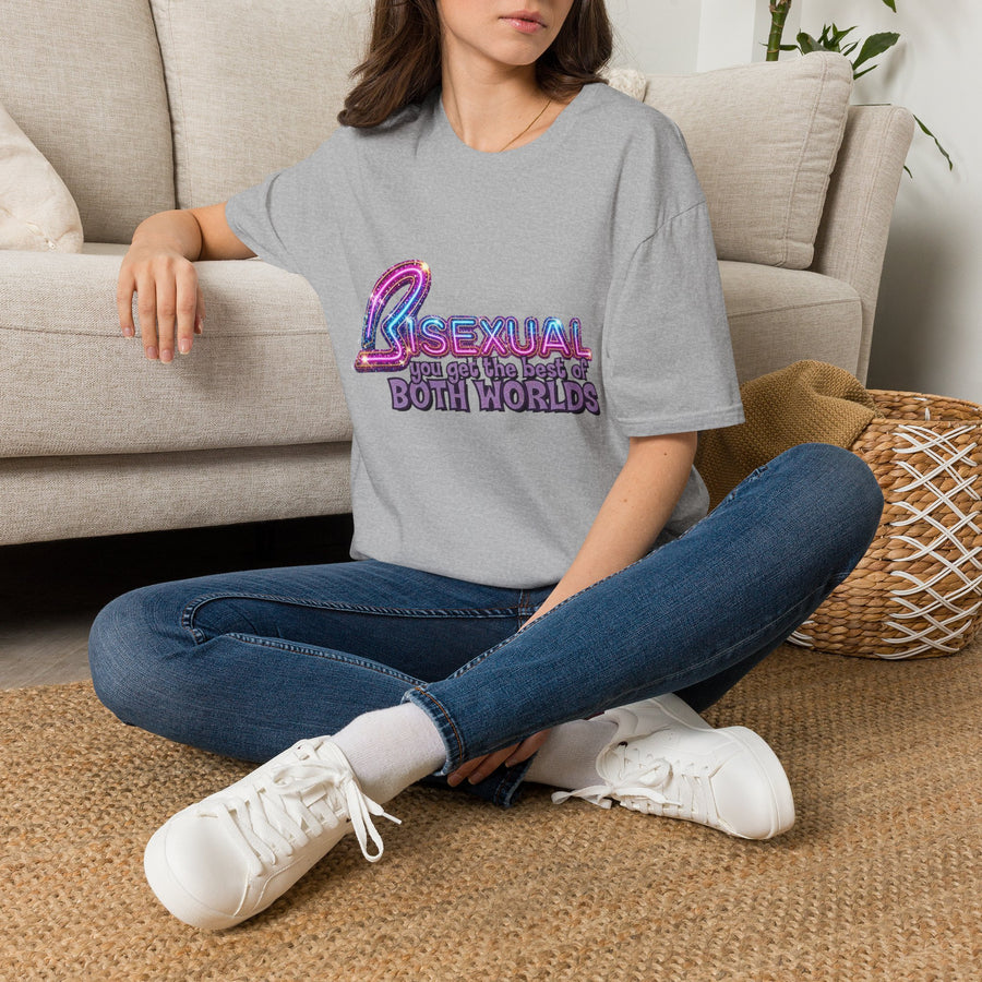 True Insights T-Shirt Bisexual Best Of Both Worlds LGBTQ Statement Detailansicht des Drucks