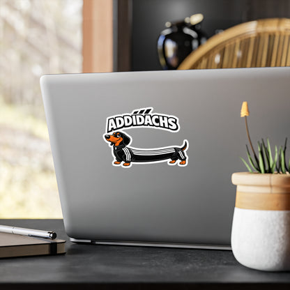 ADDIDACHS Sticker - Lustiger Dackel im Sport-Look | Parodie Aufkleber für Hundeliebhaber & Dackelbesitzer