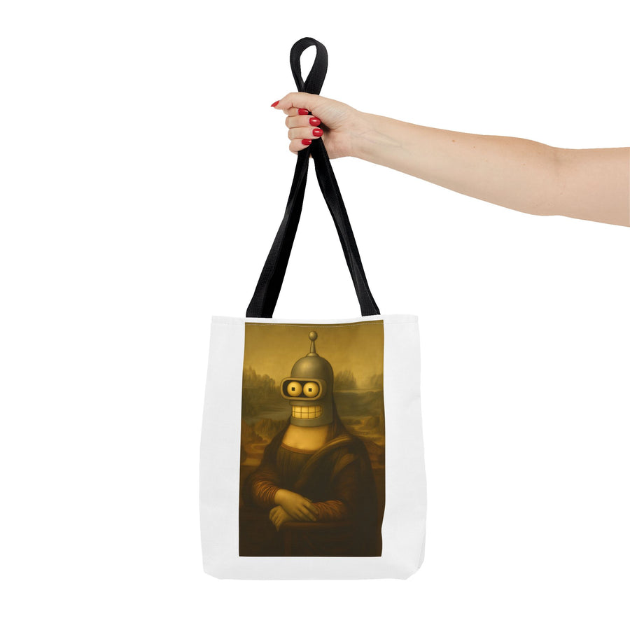 True Insights Tote Bag mit Mona Lisa Roboter Motiv, witziger Kunst Beutel als Geschenkidee