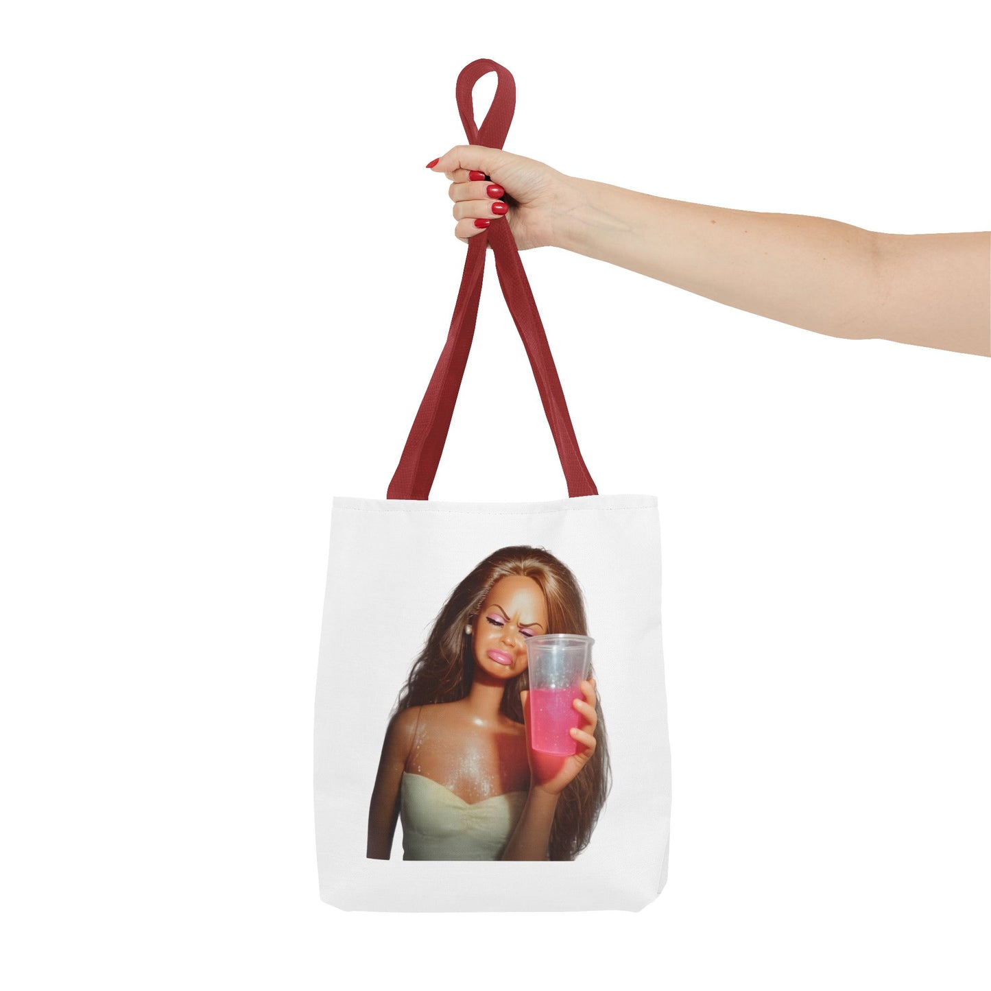 Doll Meme Barbicore Tote Bag – Lustige Puppe mit Pink Drink, Trendy Aesthetic Stoffbeutel für Fans