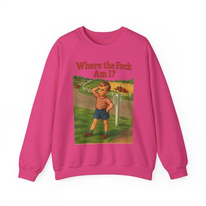 Sweatshirt – Where the Hell Am I? – Vintage Sweatshirt mit nostalgischem Lost-Boy-Motiv | True Insights Design mit Humor