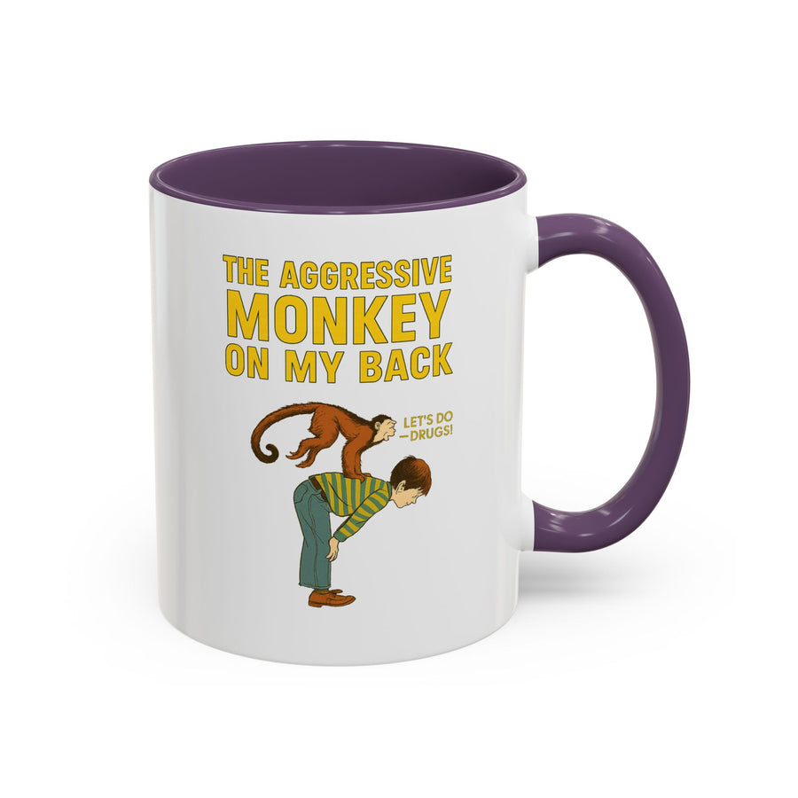 Mug Aggressive Monkey On My Back - Tasse drôle rétro vintage