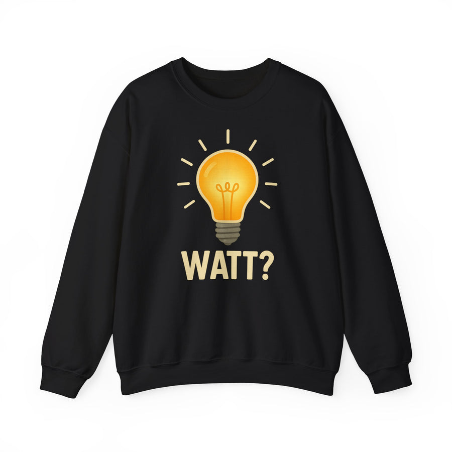 True Insights Watt? Glühbirne Sweatshirt – Witziges Wortspiel-Motiv in Black