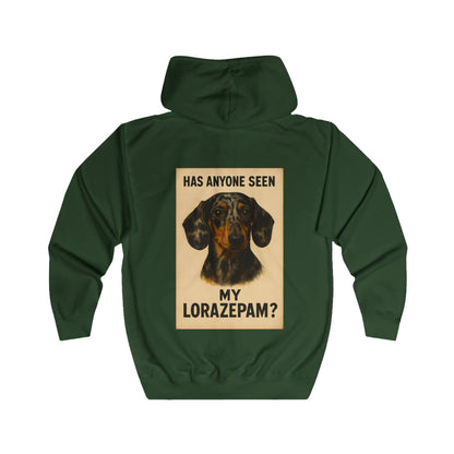 Has Anyone Seen My Lorazepam Dackel Zip Hoodie – Lustiger Vintage Hunde-Hoodie für Dackelliebhaber