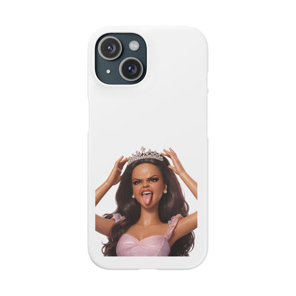 Barbicore Handyhülle – Frecher Beauty Queen Look mit Tiara & Zunge raus | Pink Puppen-Style Case für Fashion-Fans