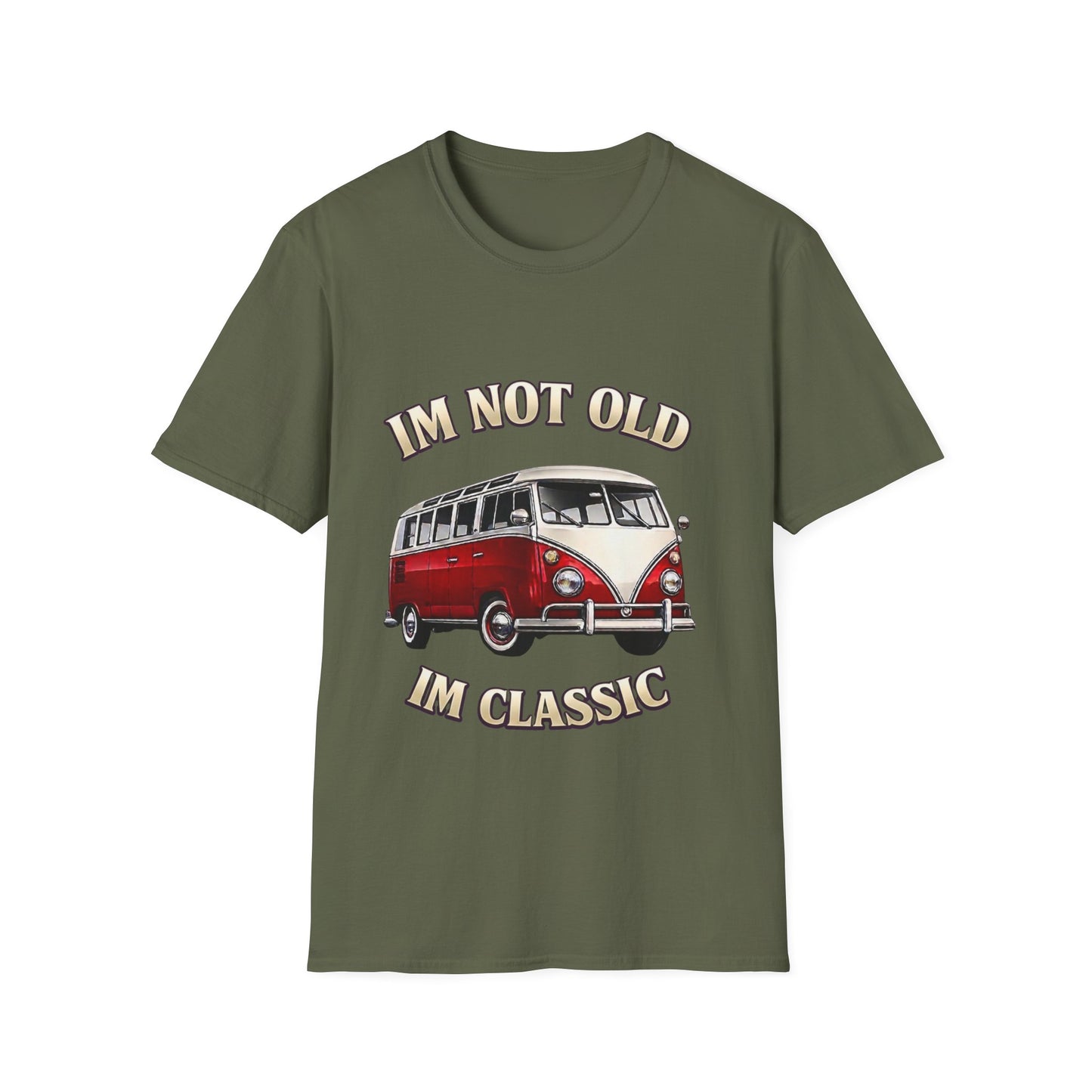 True Insights T-Shirt Retro Campingbus Motiv Im Not Old Im Classic in Militärgrün, Oldtimer Geschenk