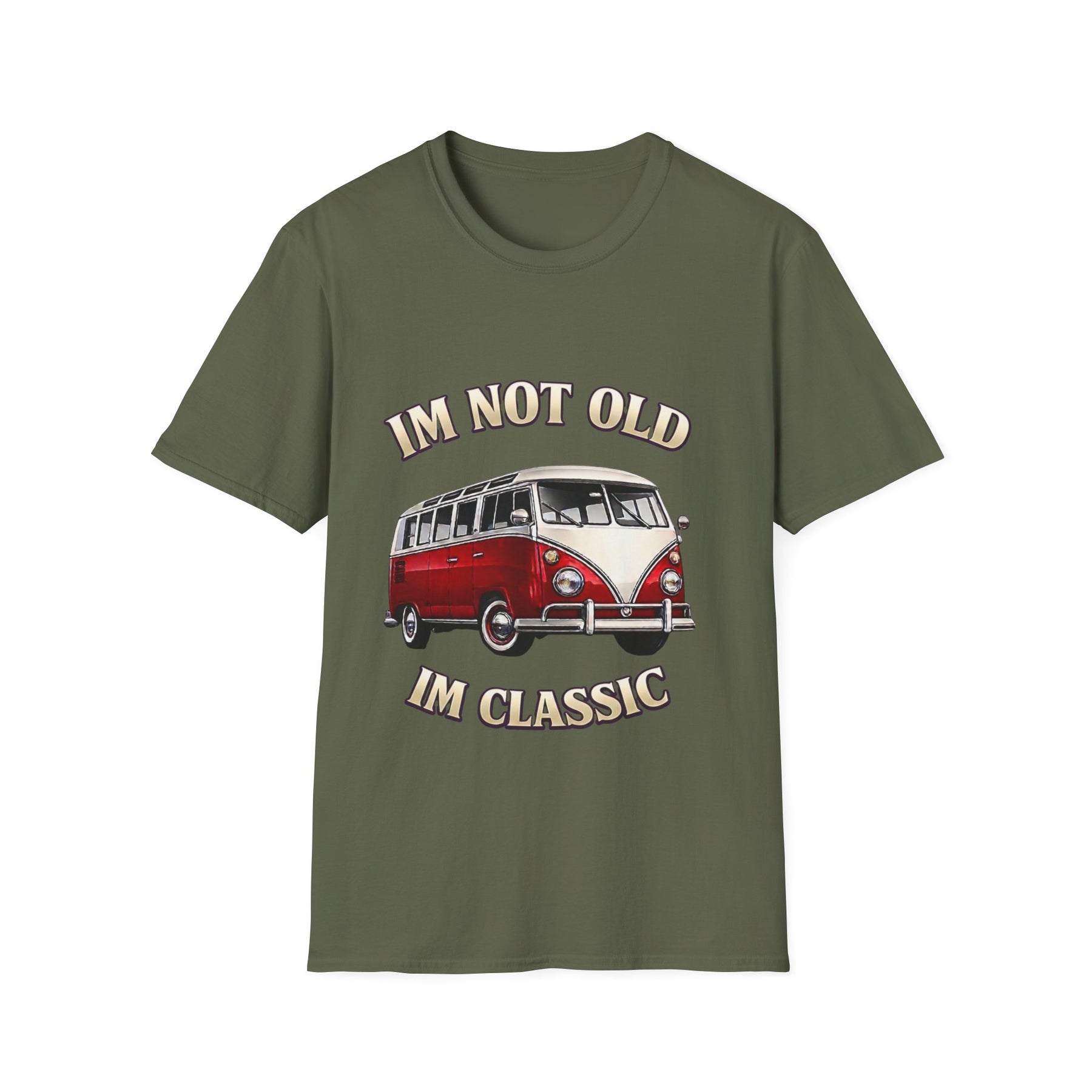 True Insights T-Shirt Retro Campingbus Motiv Im Not Old Im Classic in Militärgrün, Oldtimer Geschenk