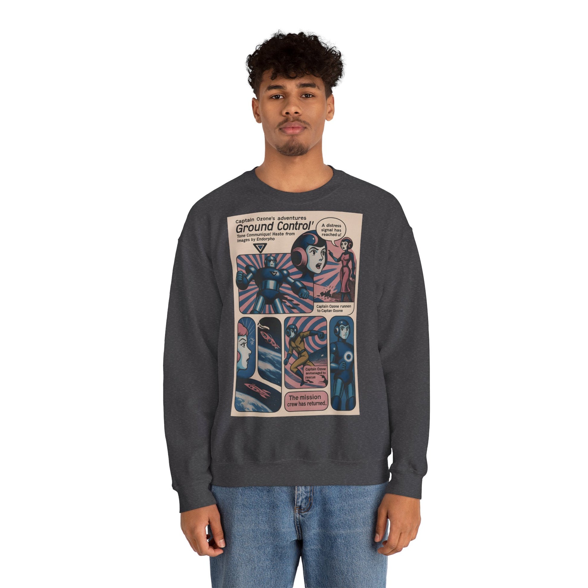 Retro Space Comic Sweatshirt – Captain Ozone „Ground Control“ Edition