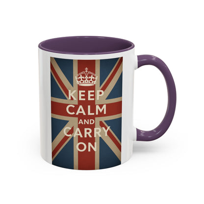 Mug Keep Calm and Carry On – Tasse Union Jack rétro British avec couronne