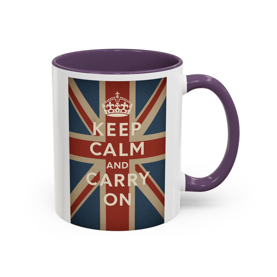 Mug Keep Calm and Carry On – Tasse Union Jack rétro British avec couronne