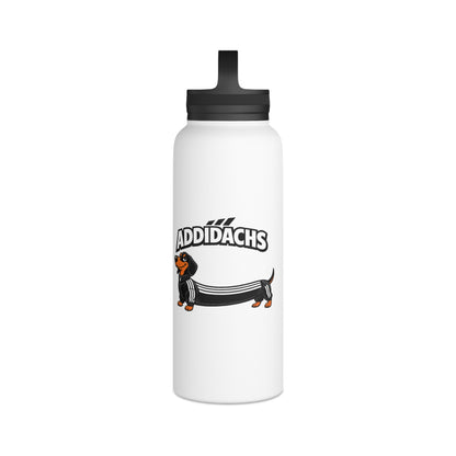 Lustiger Dackel Isolierte Edelstahl Trinkflasche mit Griffdeckel — Witziges Hunde-Motiv Geschenk für Dackelbesitzer & Sportfans