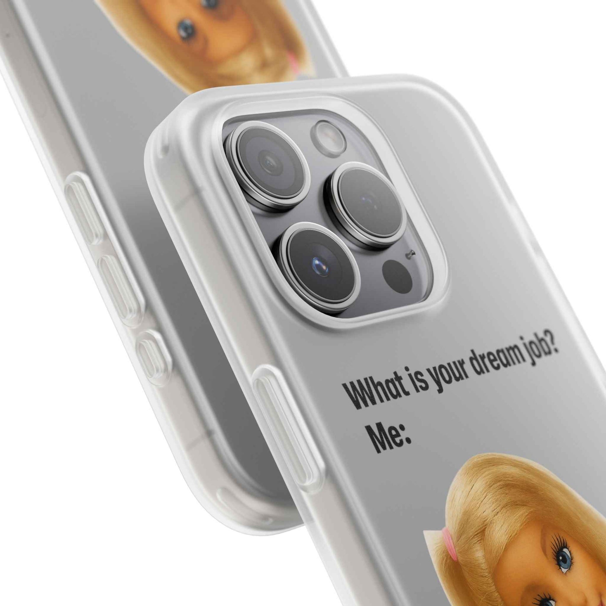 Traumjob Handyhülle – Satirische Anti-Work Phone Case mit Puppen-Illustration