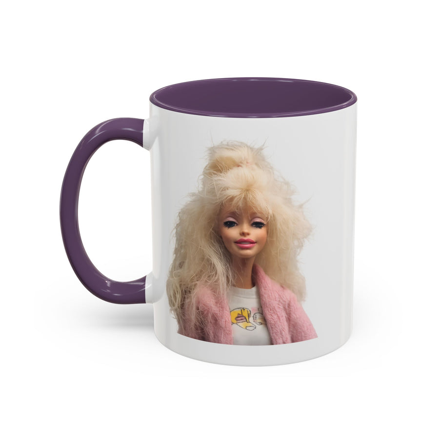 Mug Poupée Rétro Années 80 | Blonde Culte Brushing & Veste Rose | Tasse Café Cadeau Fans Nostalgie & Barbie