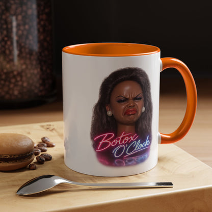 Botox O'Clock Tasse - Lustige Neon Kaffeetasse mit witzigem Grimasse-Motiv, Geschenk für Beauty-Fans & Humor-Liebhaber