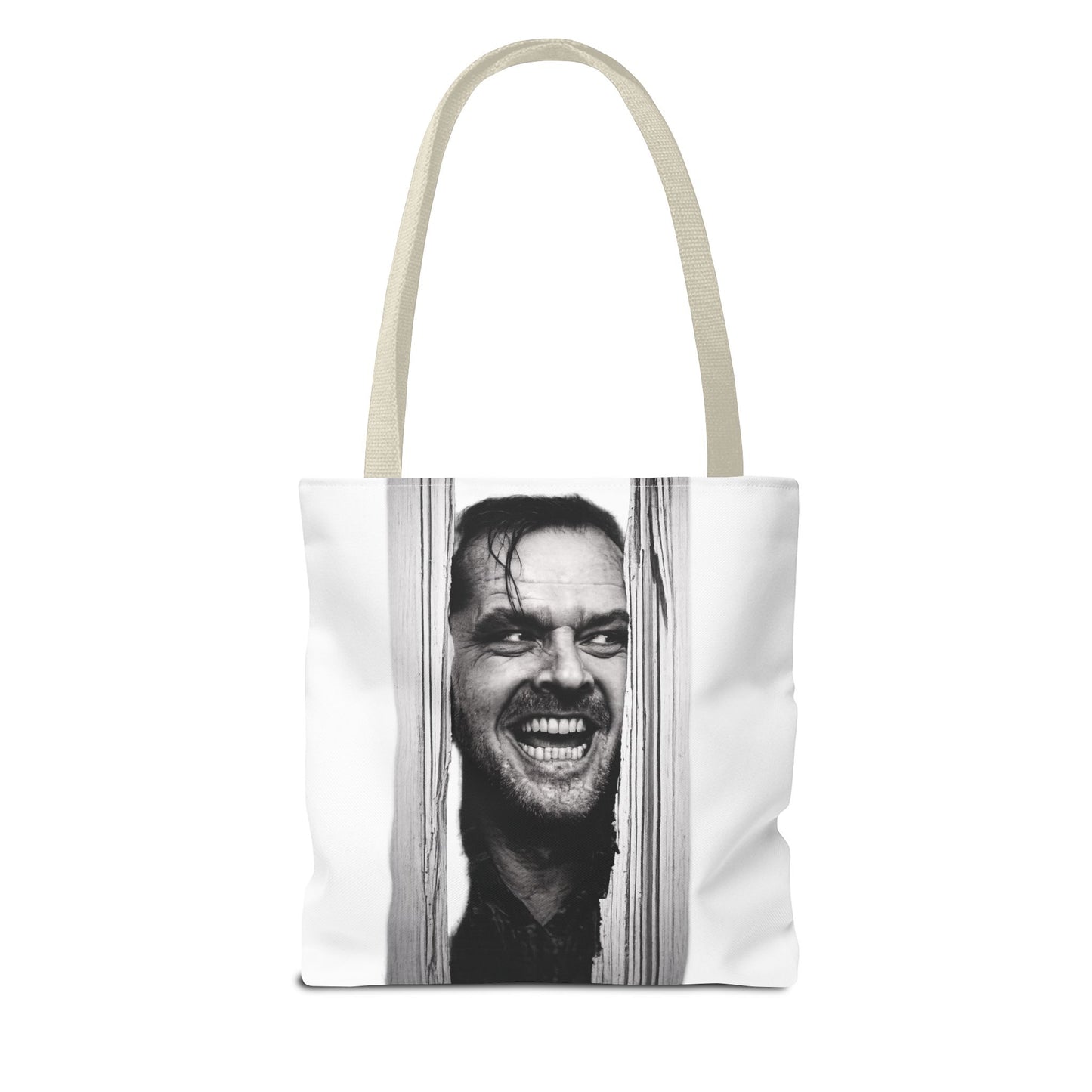 The Shining Tote Bag – Jack Torrance Jack Nicholson Kult-Horror Motiv – Schwarz-Weiß Stofftasche für Filmfans & Horror-Liebhaber