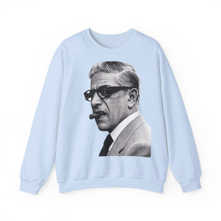 True Insights Sweatshirt Aristoteles Onassis Schwarz-Weiß Motiv in Hellblau, Vintage Legenden Pullover