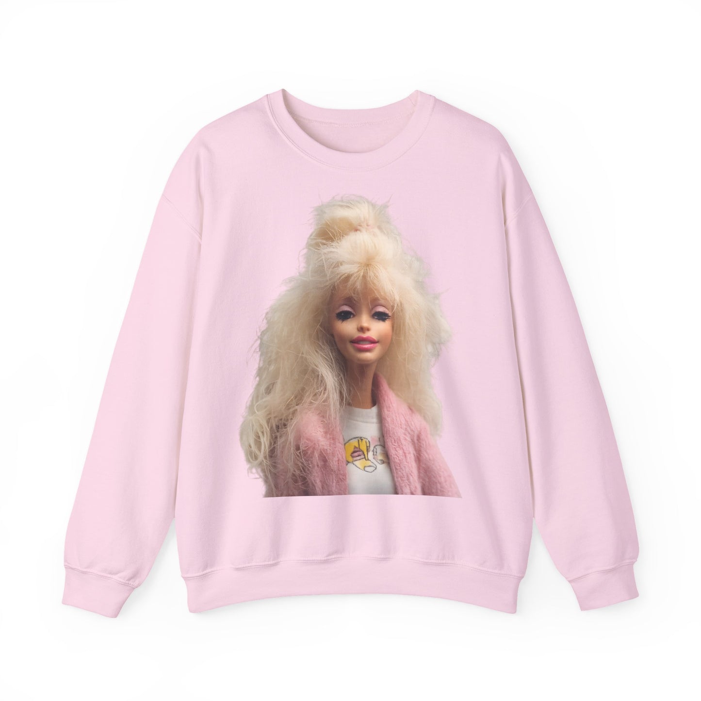 Retro Puppen Portrait T-Shirt Damen | 80er Jahre Blond Doll Fashion Shirt | Pinke Jacke Vintage Style Geschenk