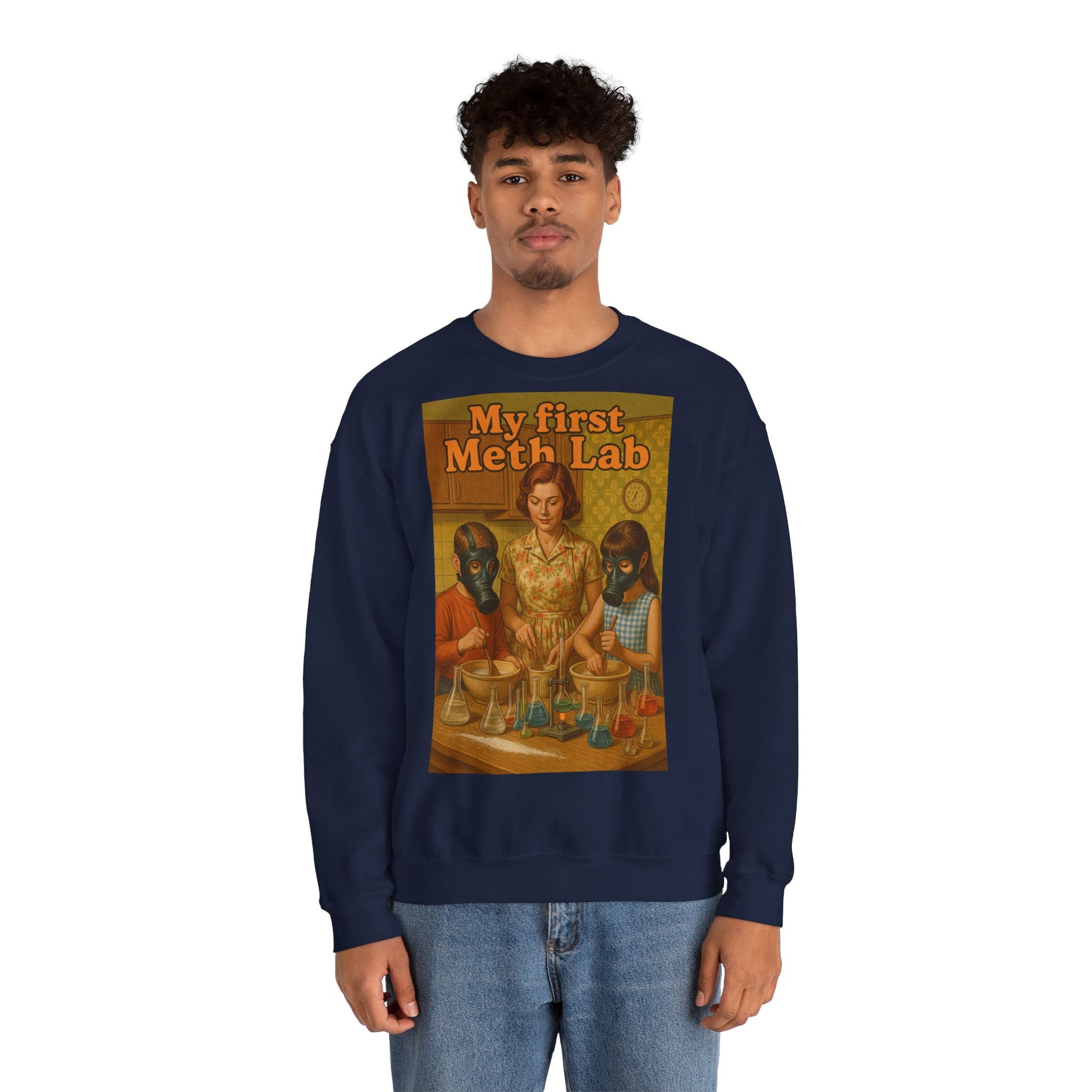 Sweatshirt – „My First Meth Lab“ Sweatshirt – Schwarzer Humor im Retro-Stil | True Insights Design mit Humor