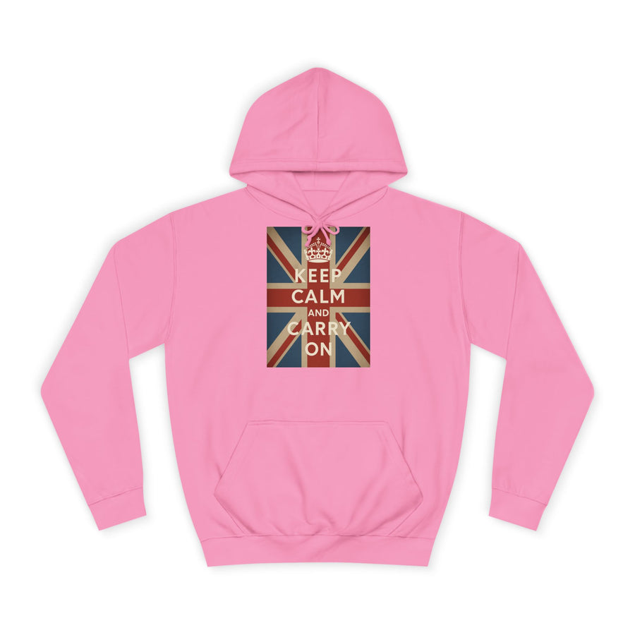 Sweat à Capuche Keep Calm and Carry On – Union Jack Drapeau Britannique Couronne Vintage Rétro pour Fans du UK